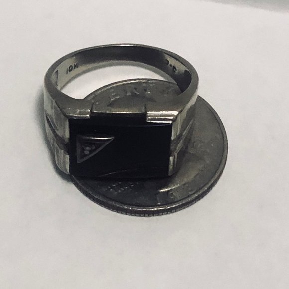 Chunky Mens 10k Gold Onyx Ring
